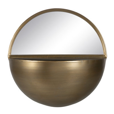 Metal Round Mirror with Shelves