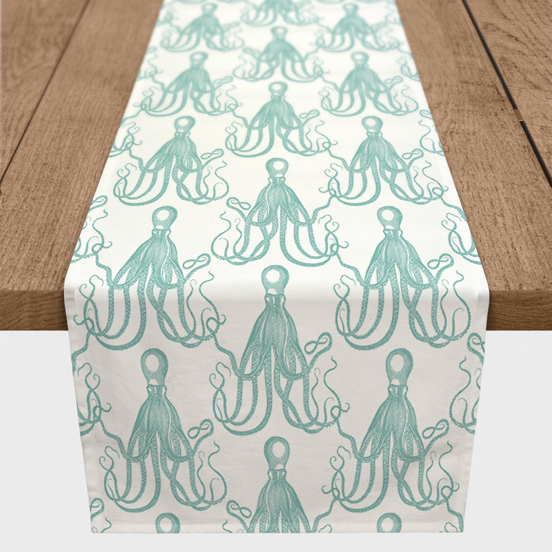 Chemin de table lapin Savarese, Sarcelle, 90 po x 16 po, Animal Print 3