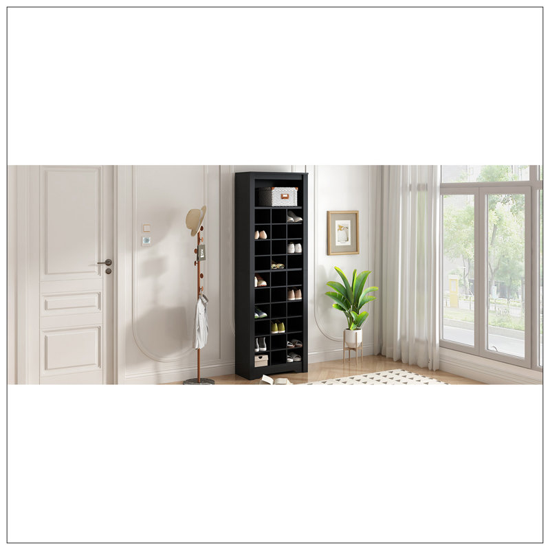 Stylish Design 30 Shoe Cubby Console, Contemporary Shoe Cabinet With Multiple Storage Capacity, Free Standing Tall Cabinet With Versatile Use For Hallway,  Bedroom