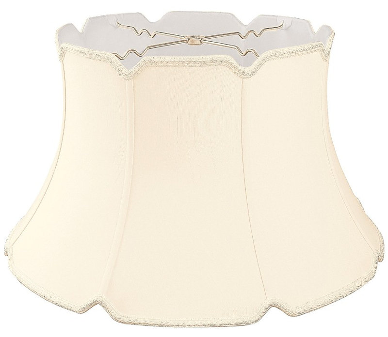 Abat-jour cloche en soie/chantoung (araignée), Coquille d'œuf, H 10 po x l 17 po x P 17 po
