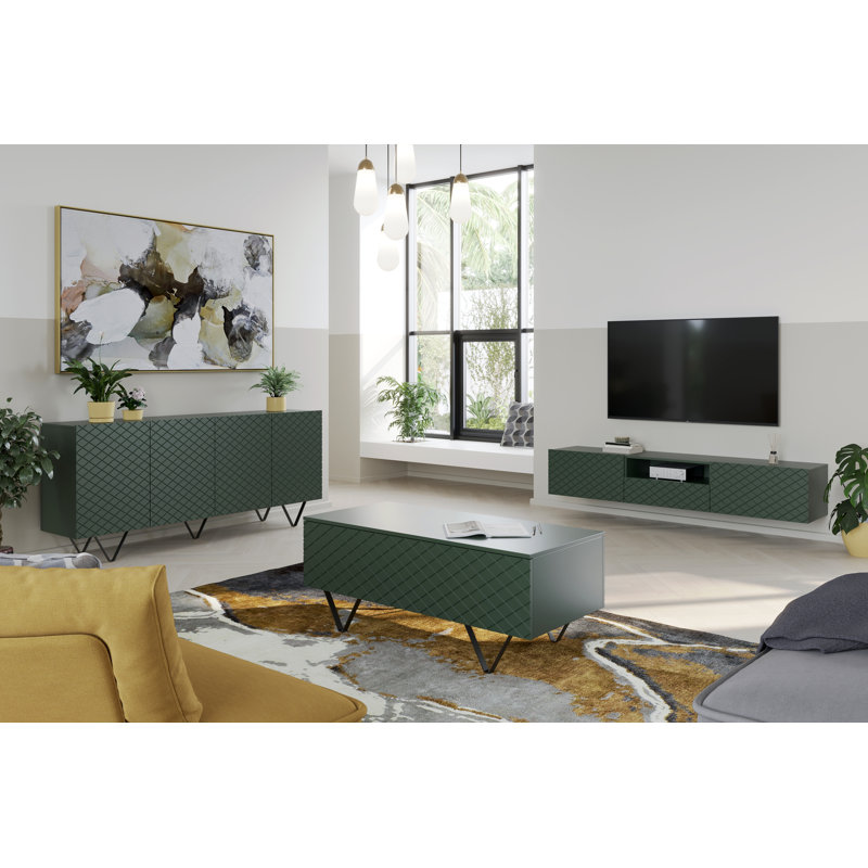 Bansilal Four Leg Coffee Table with Storage, Labrador/Black