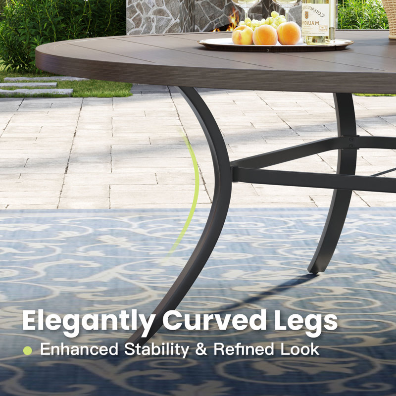 60" Round Patio Dining Table, Brush Wood Gray
