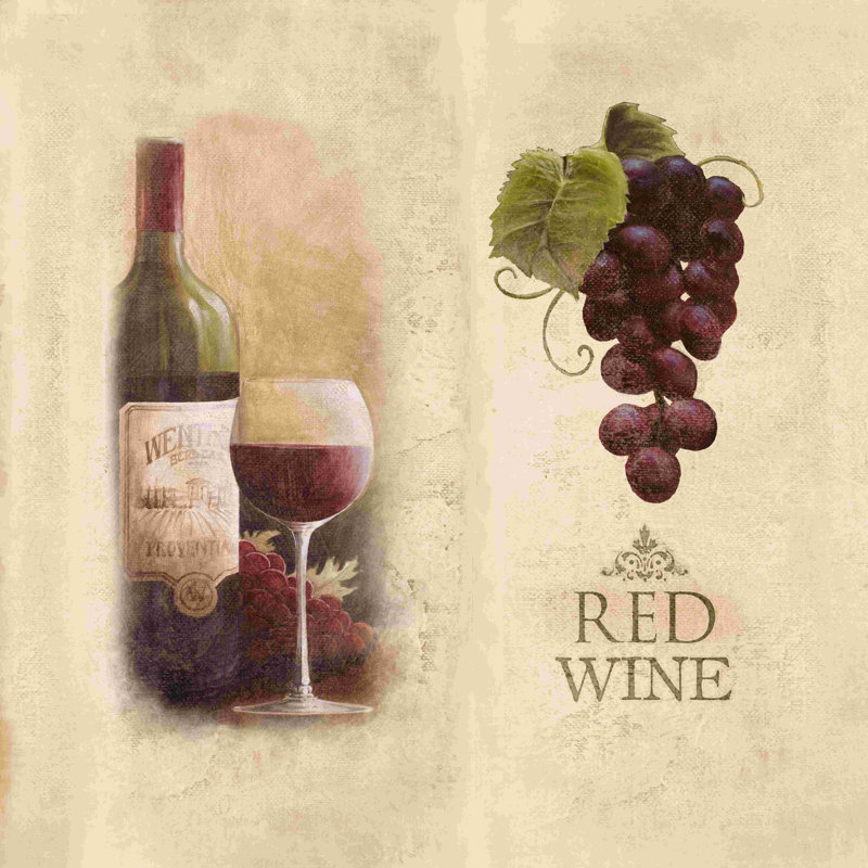 Vin rouge - impression sur toile tendue, L 12 po x H 12 po