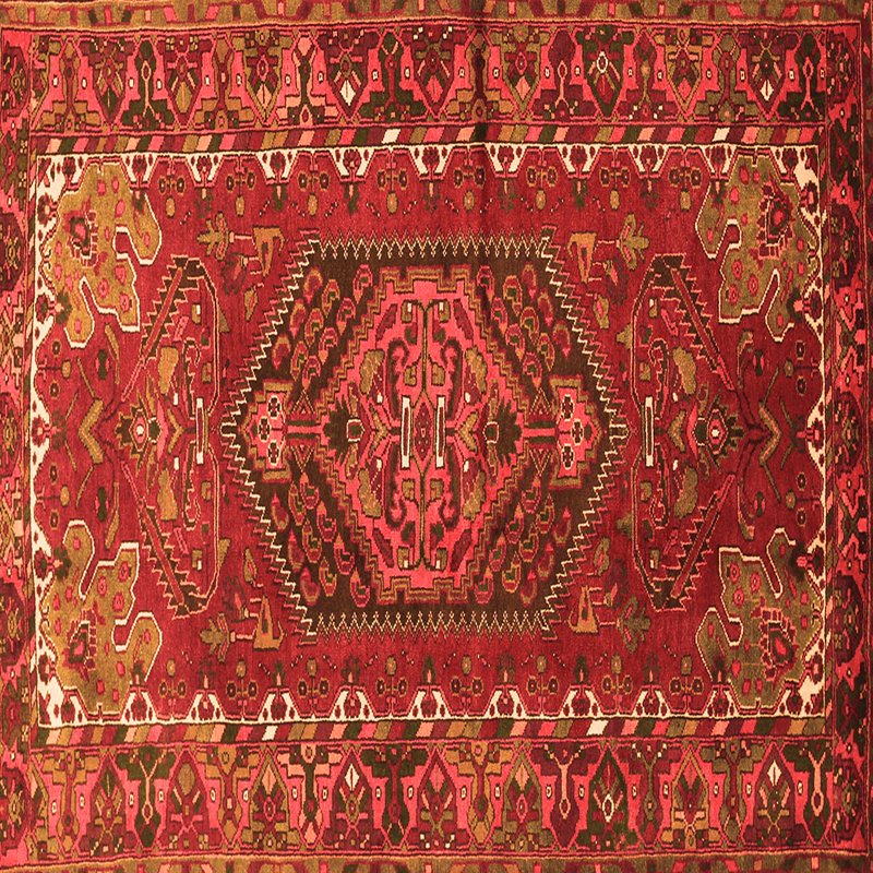 Tapis orange / oriental en laine / polyester tissé à la machine 8 pi x 8 pi Oriental