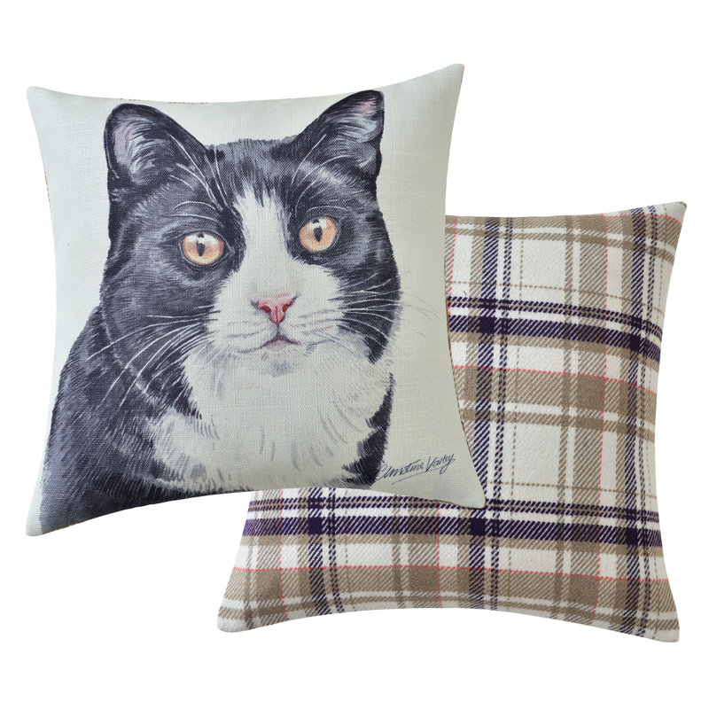 Plaid Beige Square Throw Cushion