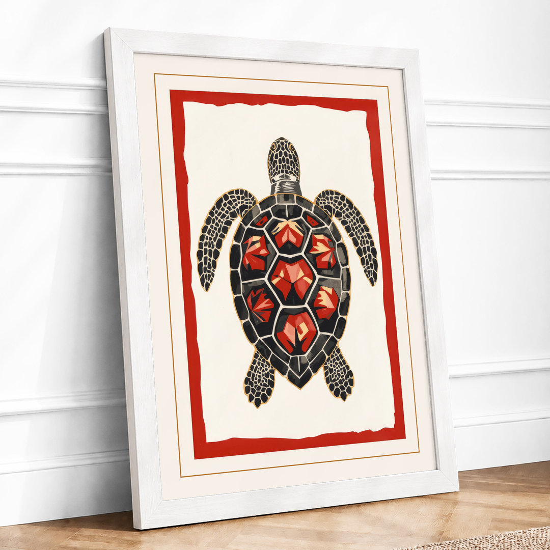 Ornamental Sea Turtle Coastal - Framed Print