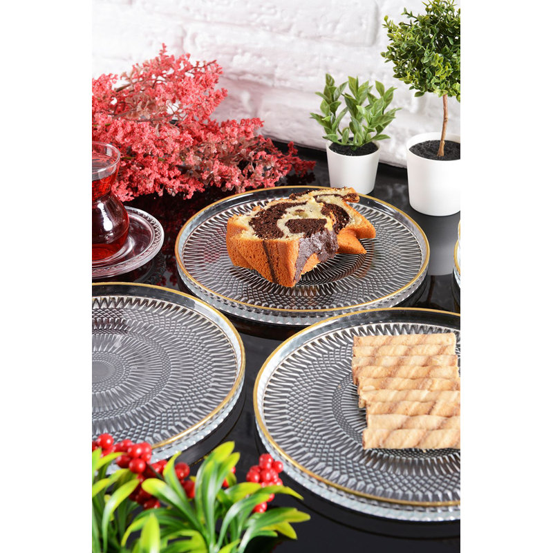 Elegant Dessert Plate Set (6 Pieces), Transparent Glass, 7.9 Inches | 100% Glass Construction, Dishwasher & Microwave Not Safe | Perfect for Cakes, Pastries & Appetizers, Stylish Addition to Any Table