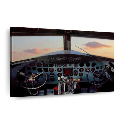 «Old Air plane Cockpit», reproduction sur toile