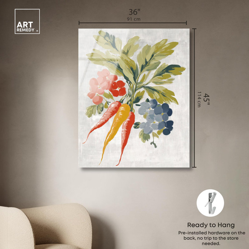 «Rabbit's Bouquet II Kitchen», reproduction d'art sur toile par Art Remedy, H 45 po x l 36 po
