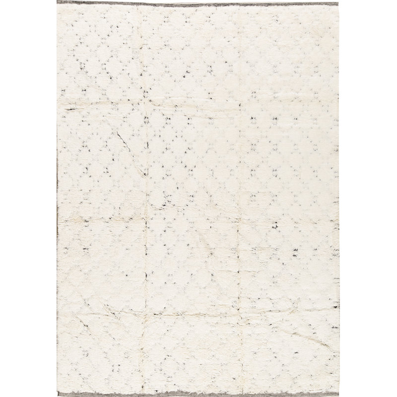 Tapis ivoire et noir noué à la main de haute qualité