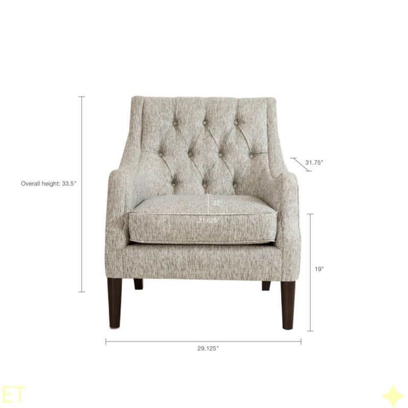 Fauteuil d'appoint capitonné, Gris