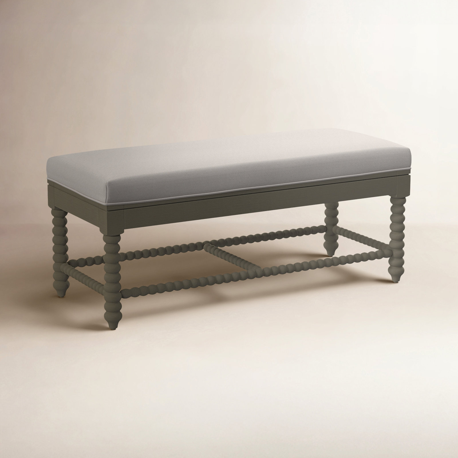 Louisa Bench, Stone Hearth Finish, White Textured Performance; 0865-91
