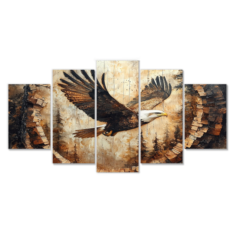Aigle dans une forêt Echoes of Freedom I - Art mural animal d'aigle - Art mural moderne pour le salon