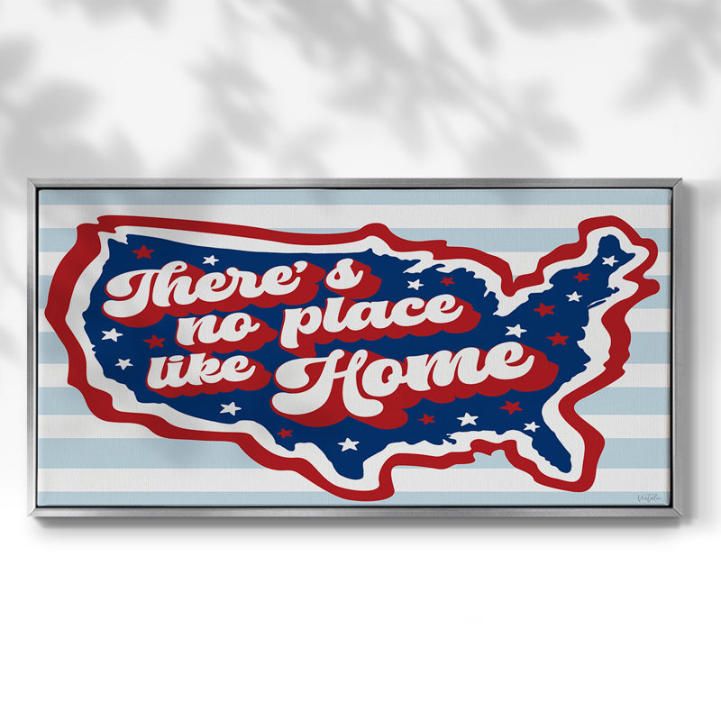 Retro USA - Toile tendue avec châssis encadré - Prêt à accrocher, H 25 po x l 49 po, Argent argent