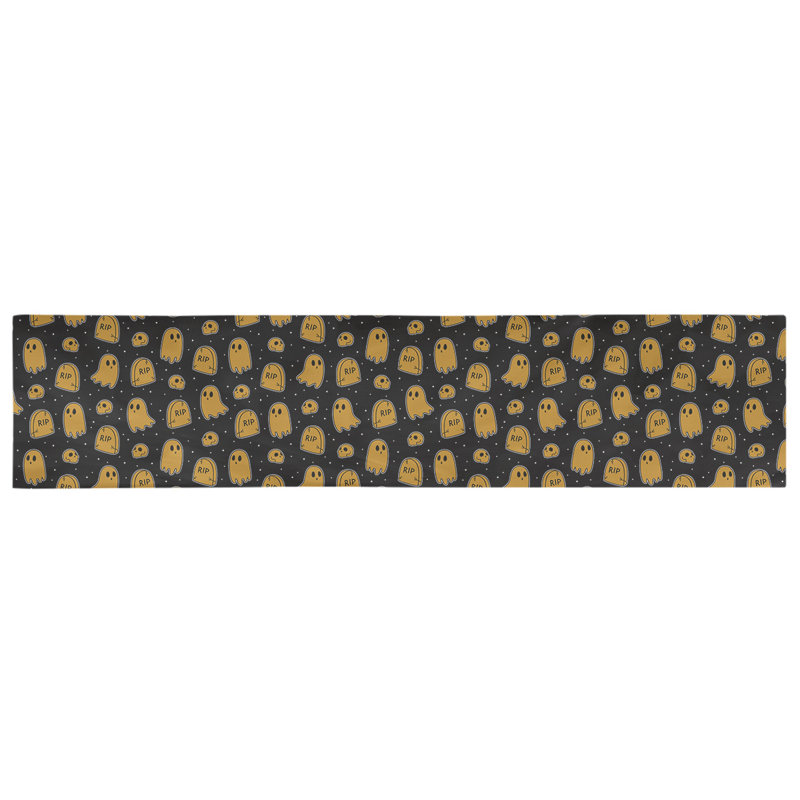 Chemin de table ghost Avicia, 73,5 po x 17,5 po, Polyester, Noir / Orange