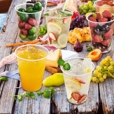 600 Pack 9 oz Plastic Cups Clear Disposable Cups Hot/Cold Party Drinking Cups PP Clear Plastic Cups Bulk