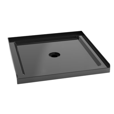 36-Inch X 36-Inch Black Shower Base 3.5-Inch Height Non-Slip Acrylic Center Drain Single-Threshold Shower Base