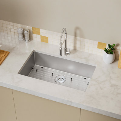 33'' L Undermount Single Bowl Stainless Steel Kitchen Sink -  TECASA, MW-SPN-581957