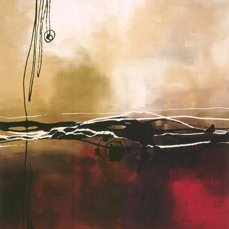Symphonie en rouge et kaki I, H 20 po x l 20 po