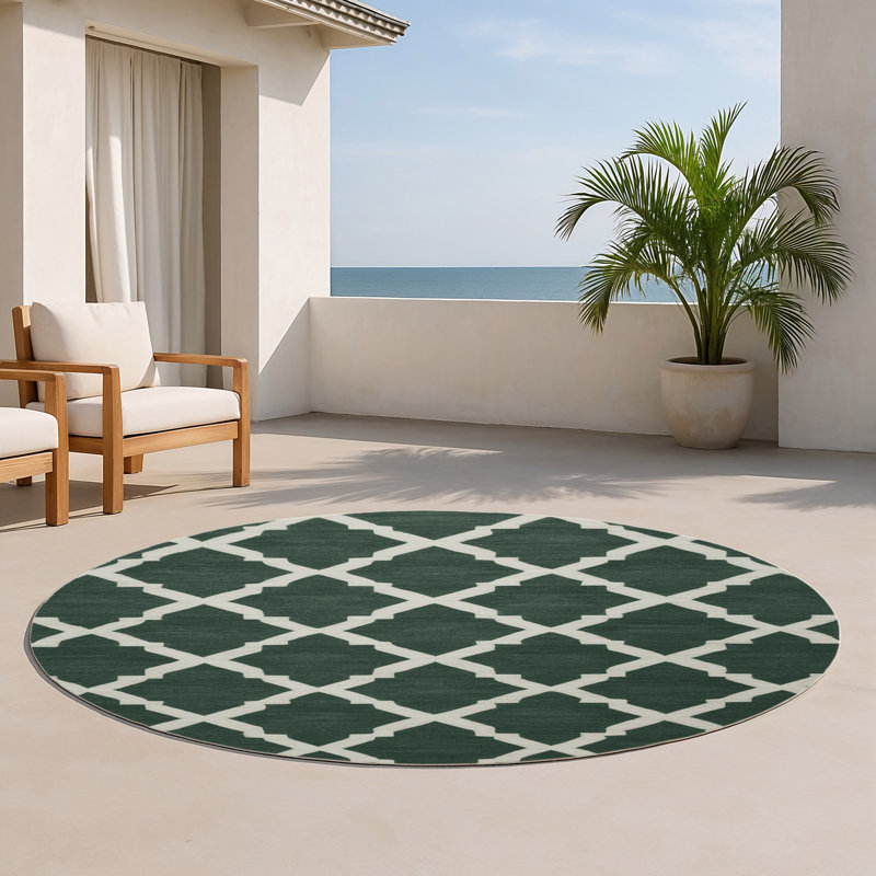 Tapis vert intérieur et extérieur Trellis, Rond 5 pi