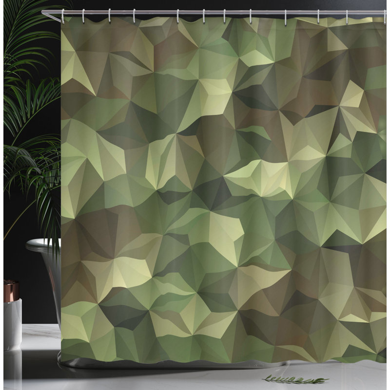Geometric Shower Curtain with Hooks Included, 70" H x 69" W