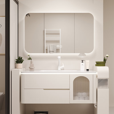 Cream style simple bathroom cabinet.