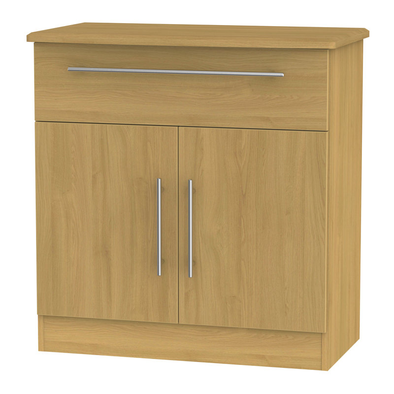 Fully Assembled Daryl 1 Drawer Combi Chest, Modern Oak