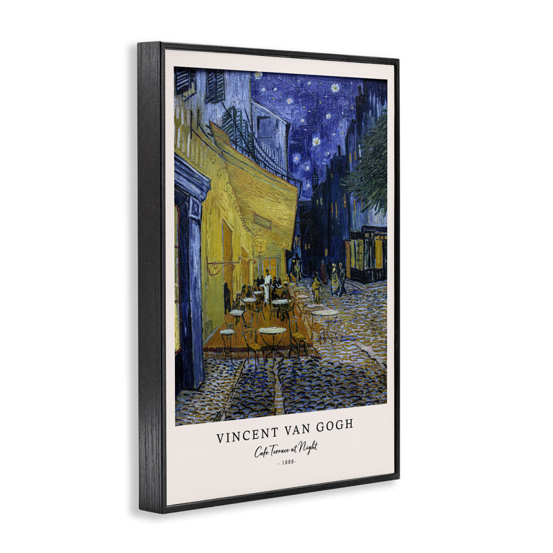 «Classic Cafe Terrace At Night», estampe numérique, design par Vintage Hustle, H 30 po x l 20 po, Giclée encadrée noir minuit