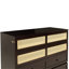 Grand lit escamotable, armoire-lit en bois de pin avec décoration en rotin et tiroir de rangement, espresso