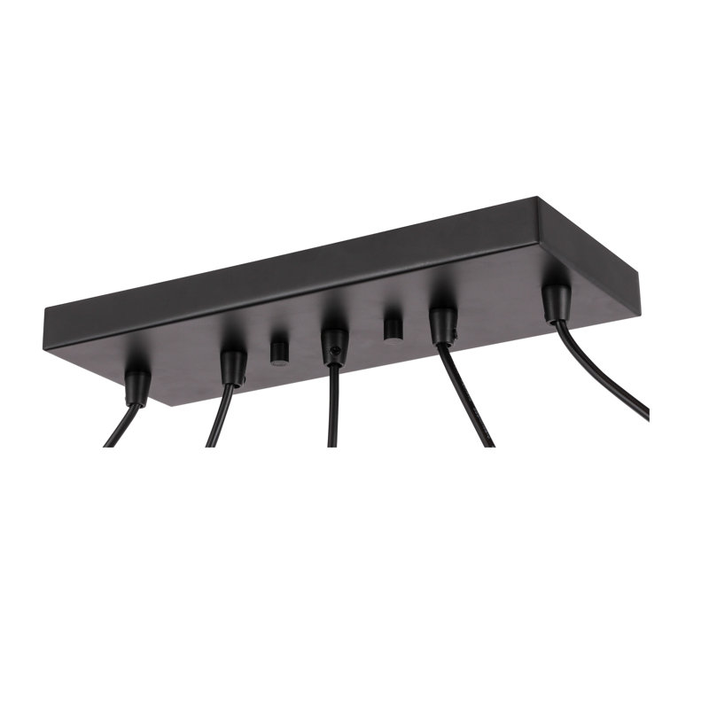 Luminaire suspendu pour îlot de cuisine 5 lumières Pinnix, Chrome / Bronze