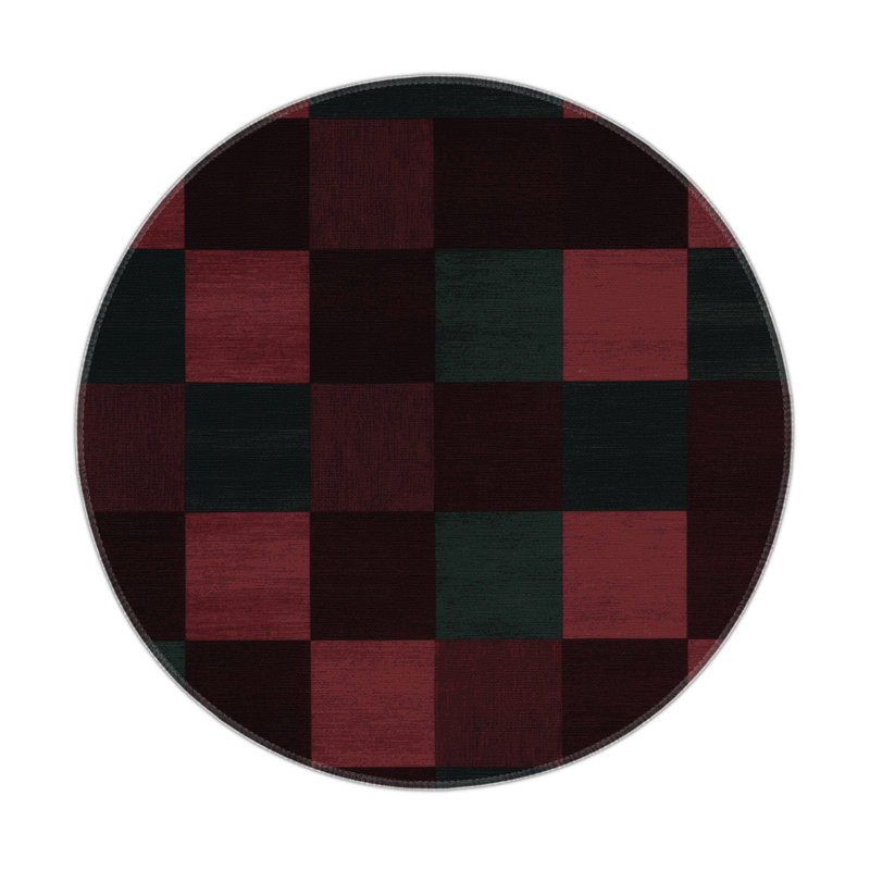 Checkered Brown Indoor and Outdoor Area Rug, Rectangle 5' x 7'