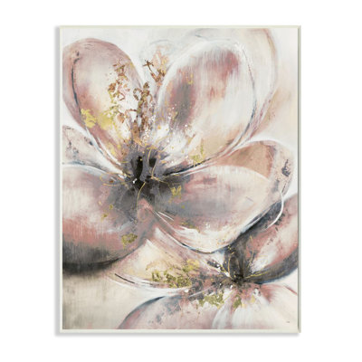 Glam, rose, beige, pétales de fleurs, peinture florale dorée par K. Nari - impression d'art graphique