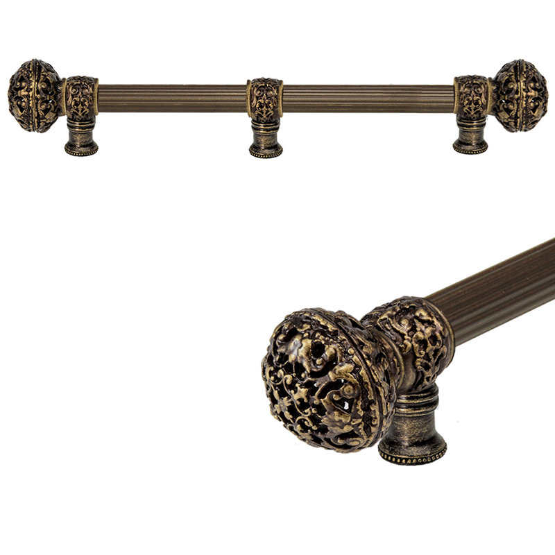 Juliane Grace 18 inches c.c. with 5/8 reeded center long pull large finial with center brace in Antique Brass, 12", Silver