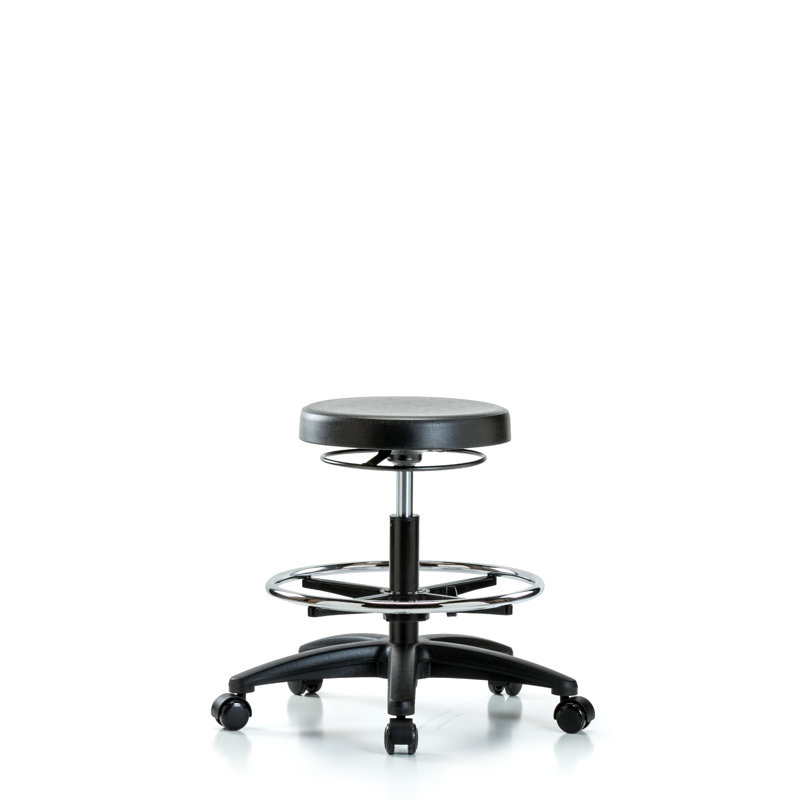 Alizeh Adjustable Height Ergonomic Lab Stool with Footring Pedestal Base, Casters