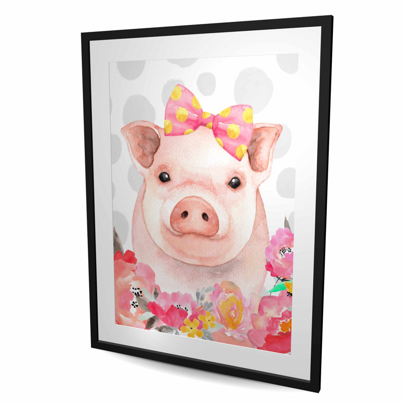 Joli cochon - animaux illustratifs encadrés, H 48 po x l 36 po