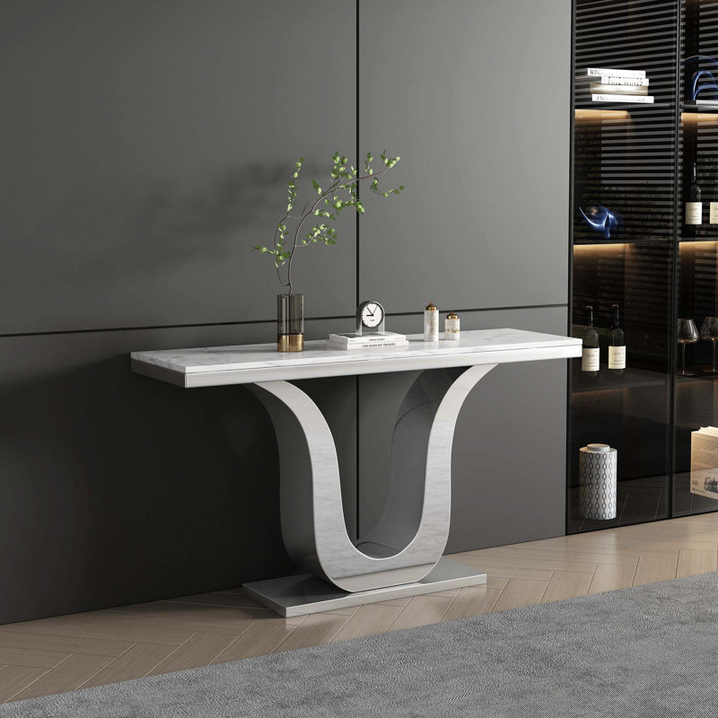 Console de 50 po, Blanc, Argent
