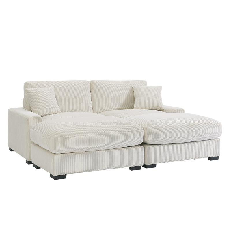 Canapé modulaire 4 pièces 4 pièces, Velours côtelé beige
