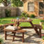 Outsunny Wooden Garden Dining Set 6 Seater with Matching Bench Carbonized