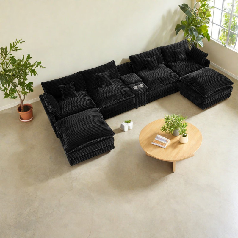 Canapés à compression avec rangement, 141 po Corduroy Modern Home