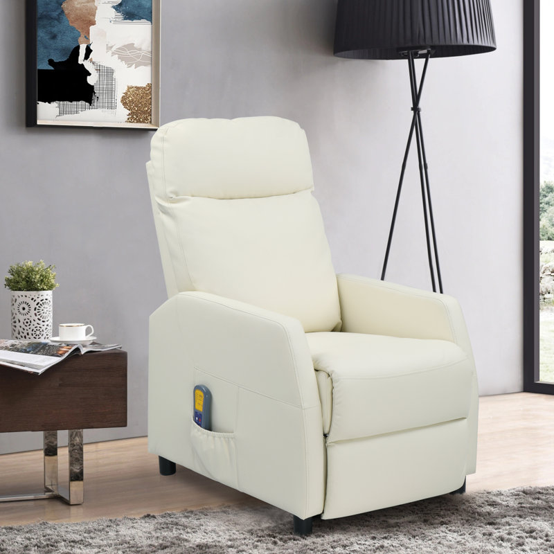 Upholstered Heated Massage Chair, Beige