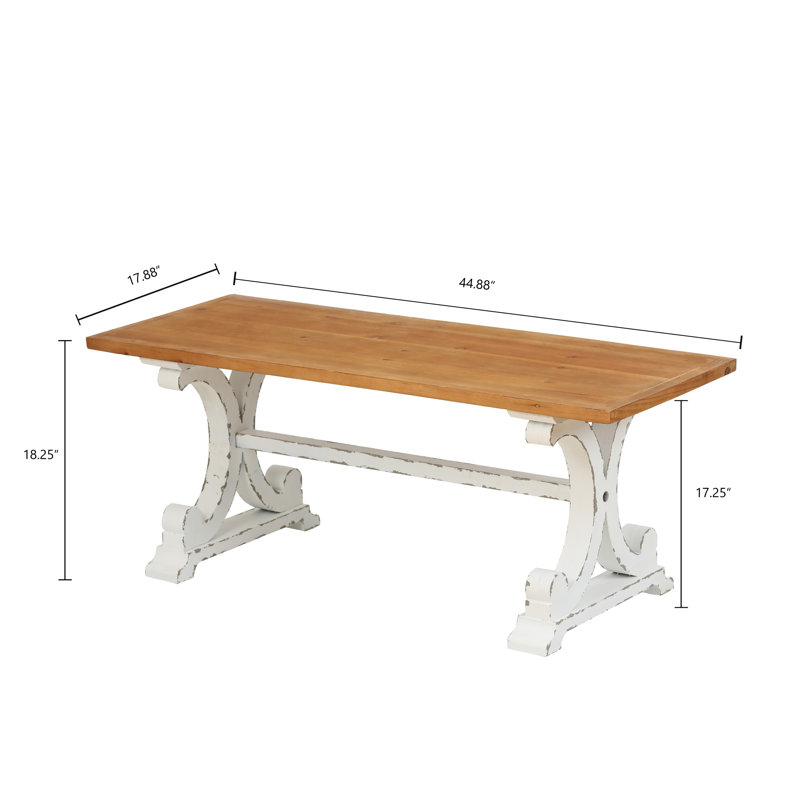 Banc de hall d'entrée en bois l 44,9 po avec base à tréteaux olla