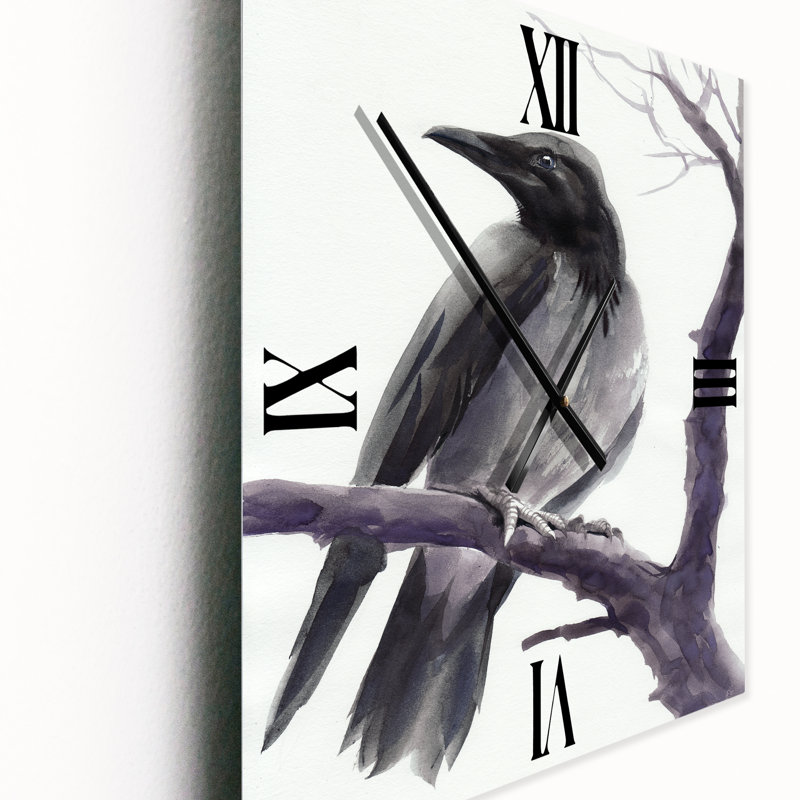 Horloge murale Big Crow sur une branche, Petit