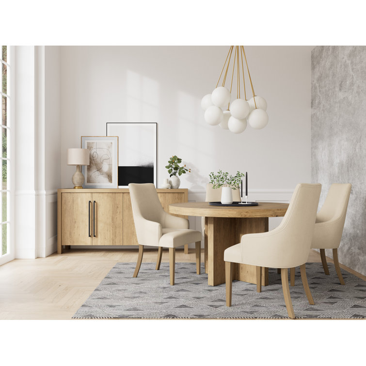 Davie Round Table And Cream Armchairs Dining Set