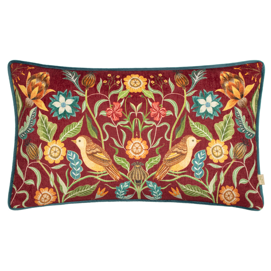 Hawthorn Floral Red Rectangular Cushion