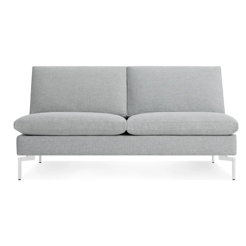 New Standard Upholstered 60'' Loveseat, Granite Genuine Leather, Black