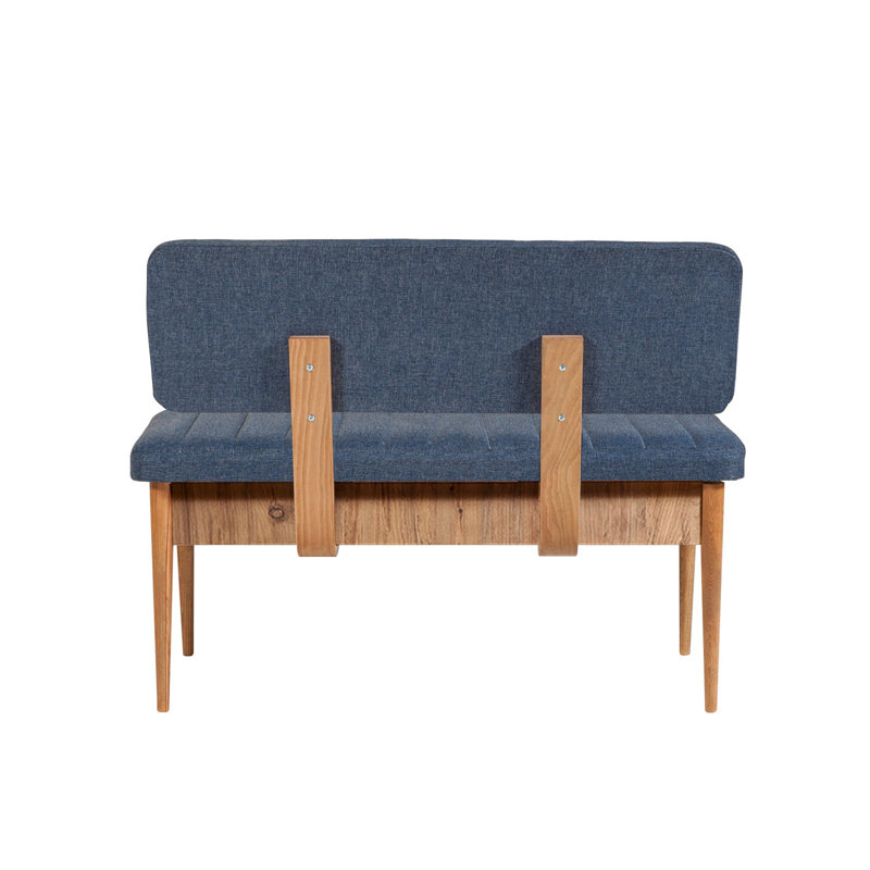 Banc rembourré Helle, Brun / bleu foncé