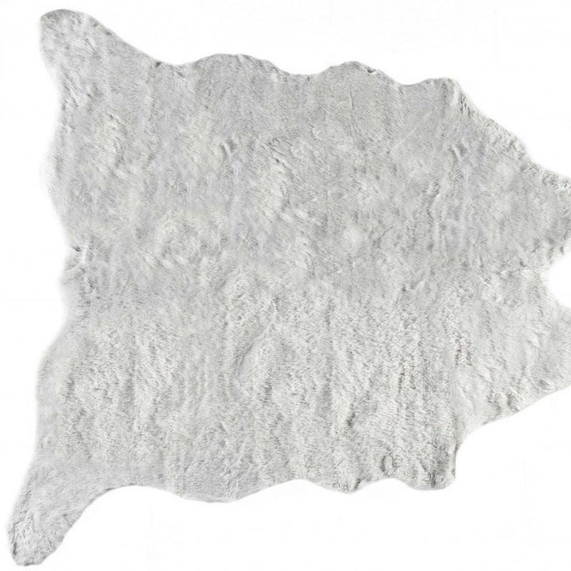 Tapis gris en fausse fourrure Dillard, Nouveauté 5 pi 3 po x 7 pi 6 po