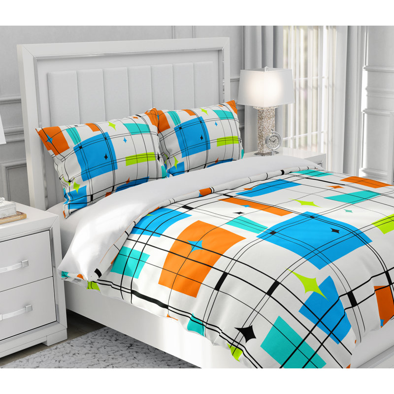 Geometric Shapes Duvet Cover, King Duvet Cover + 2 King Shams