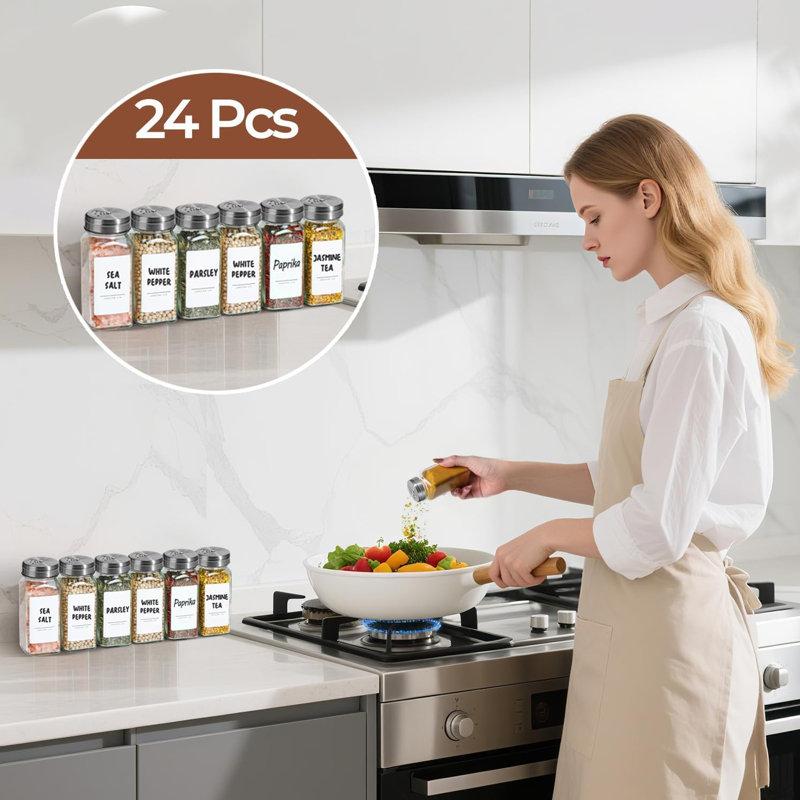 24 pots à épices en verre 4 oz