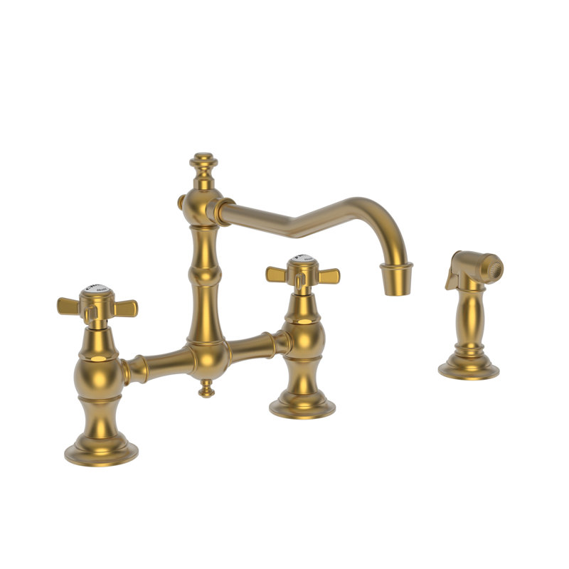Fairfield Double Handle Kitchen Faucet with Side Spray, Satin Bronze